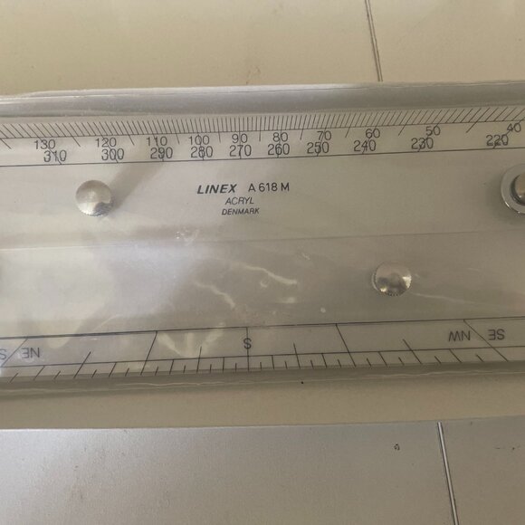 VINTAGE LINEX NAUTICAL RULER / INSTRUMENT A 618 ACRYL DENMARK MADE - Picture 4 of 12